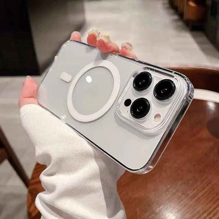 Magnetic Transparent TPU Phone Case Clear Waterproof Design Protective Cover Compatible iPhone 15 Pro Max 16 Pro 13 Pro 12 11