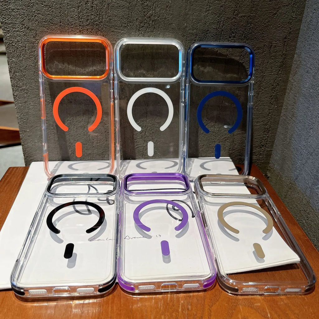 Shockproof Magnetic Wireless Charging Phone Case for iPhone 17 16 15 Pro Max Acrylic Anti-Drop Cover
