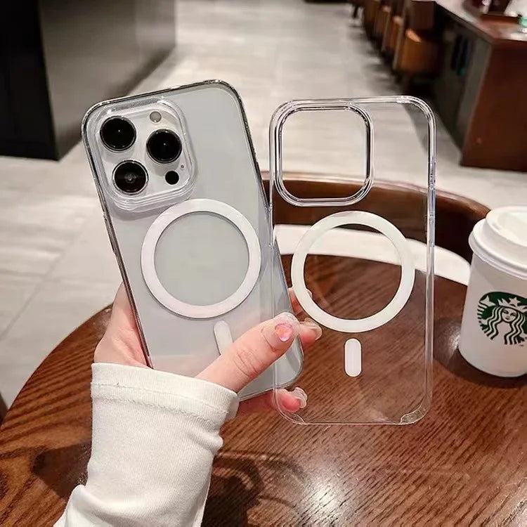Magnetic Transparent TPU Phone Case Clear Waterproof Design Protective Cover Compatible iPhone 15 Pro Max 16 Pro 13 Pro 12 11