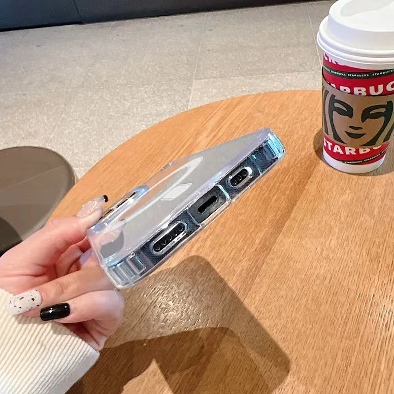 Magnetic Transparent TPU Phone Case Clear Waterproof Design Protective Cover Compatible iPhone 15 Pro Max 16 Pro 13 Pro 12 11