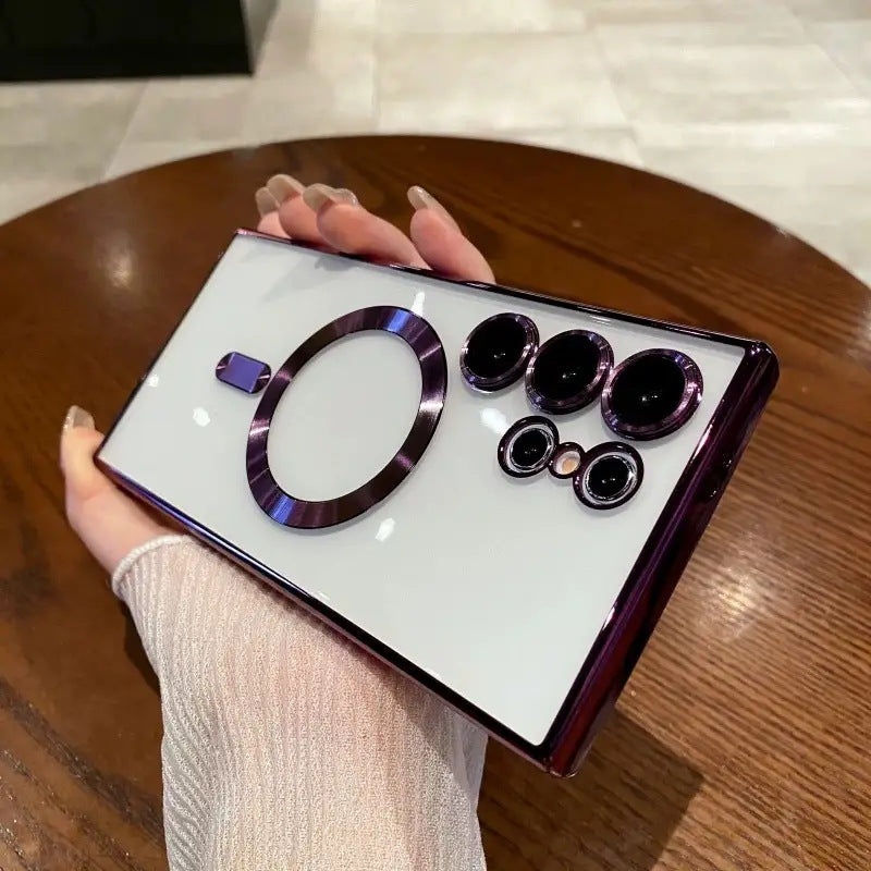 Magnetic Electroplating Phone Case for Samsung S25 A35 A55 A05 A05S A15 A06 A16 4G 5G with Lens Protector