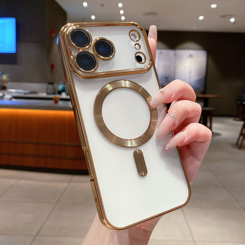 Mag Safe Electroplated Phone Case, Shockproof Magnetic Cover Compatible with iPhone 14 15 16 17 Air Pro Max