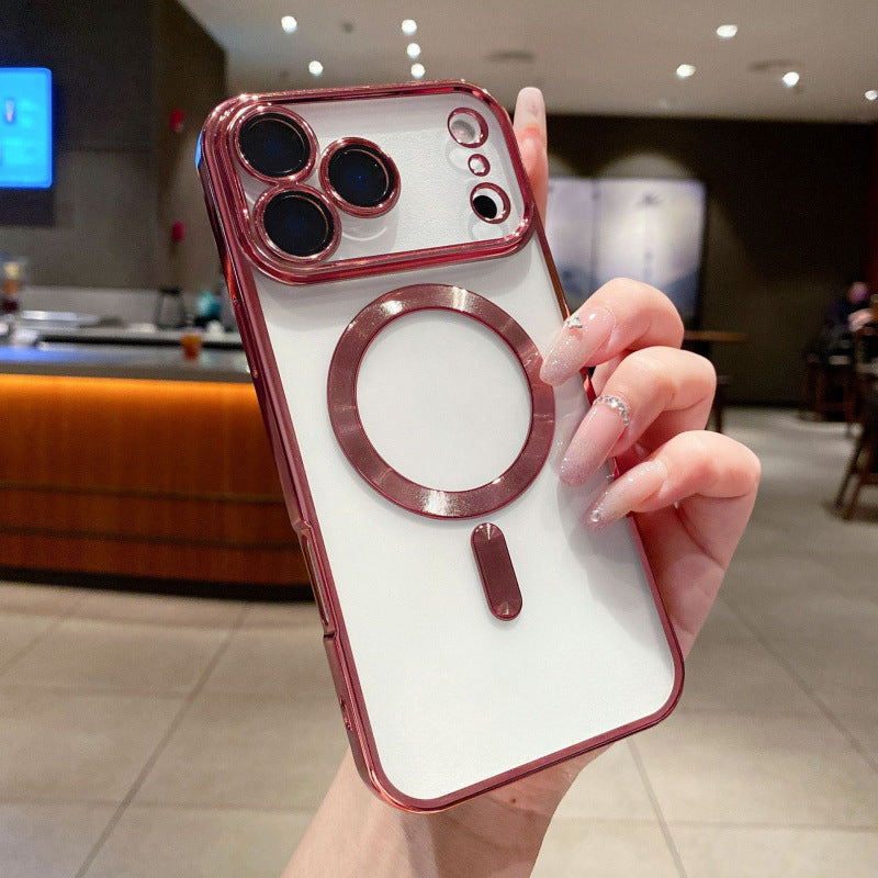 Mag Safe Electroplated Phone Case, Shockproof Magnetic Cover Compatible with iPhone 14 15 16 17 Air Pro Max